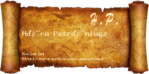 Héra Petróniusz névjegykártya